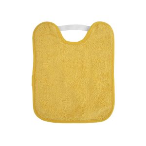 Babero plastificado rizo goma mostaza Saro
