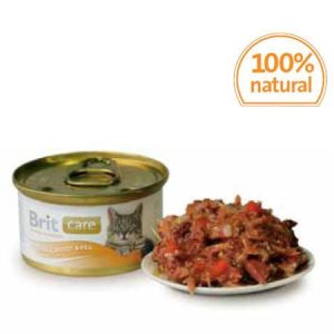 Brit Care Cat lata atún, zanahoria y guisantes 80gr. para gatos