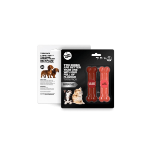 Tasty Bone Mordedor Twin Pack Sabores Salchicha, Ternera Y Bacon Para Perros